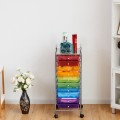 Rolling Storage Cart Organizer with 10 Compartments and 4 Universal Casters - Gallery View 13 of 66
