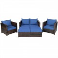 5 Pieces Patio Cushioned Rattan Furniture Set - Gallery View 25 of 71