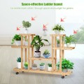 4-Tier Wood Casters Rolling Shelf Plant Stand - Gallery View 2 of 12