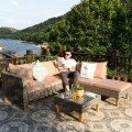 4PCS Patio Rattan Furniture Set Cushioned Loveseat - Gallery View 13 of 24