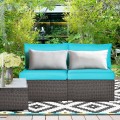 2 Pieces Patio Rattan Armless Sofa Set with 2 Cushions and 2 Pillows - Gallery View 17 of 58