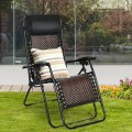 Folding Rattan Zero Gravity Lounge Chair with Removable Head Pillow - Gallery View 28 of 33