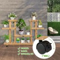 4-Tier Wood Casters Rolling Shelf Plant Stand - Gallery View 10 of 12
