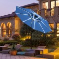 9 Feet Solar LED Market Umbrella with Aluminum Crank Tilt 16 Strip Lights - Gallery View 30 of 60