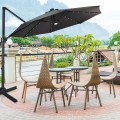 10 Ft Patio Offset Cantilever Umbrella with Solar Lights
