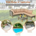 4PCS Patio Rattan Furniture Set Cushioned Loveseat - Gallery View 21 of 24