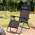 Folding Rattan Zero Gravity Lounge Chair with Removable Head Pillow - Gallery View 29 of 33