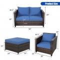 5 Pieces Patio Cushioned Rattan Furniture Set - Gallery View 26 of 71