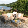 4PCS Patio Rattan Furniture Set Cushioned Loveseat - Gallery View 14 of 24