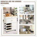 Kitchen Cart with Rubber Wood Top 3 Tier Wine Racks 2 Cabinets - Gallery View 10 of 24