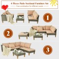 4PCS Patio Rattan Furniture Set Cushioned Loveseat - Gallery View 22 of 24