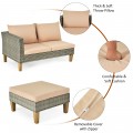 4PCS Patio Rattan Furniture Set Cushioned Loveseat - Gallery View 23 of 24