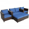 5 Pieces Patio Cushioned Rattan Furniture Set - Gallery View 29 of 71