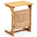 Bamboo Sofa Table End Table Bedside Table with Storage Bag - Gallery View 3 of 10