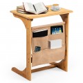 Bamboo Sofa Table End Table Bedside Table with Storage Bag - Gallery View 8 of 10
