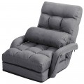 Folding Lazy Floor Chair Sofa with Armrests and Pillow - Gallery View 23 of 40