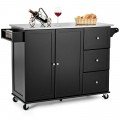 Kitchen Island 2-Door Storage Cabinet with Drawers and Stainless Steel Top - Gallery View 29 of 36