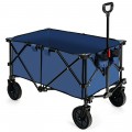 Outdoor Folding Wagon Cart with Adjustable Handle and Universal Wheels - Gallery View 28 of 45