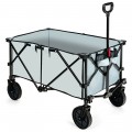 Outdoor Folding Wagon Cart with Adjustable Handle and Universal Wheels - Gallery View 18 of 45