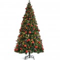 Pre-lit Christmas Hinged Tree with Red Berries and Ornaments - Gallery View 27 of 36