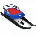 Folding Kids' Metal Snow Sled with Pull Rope Snow Slider and Leather Seat - Gallery View 7 of 10