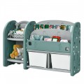 Kids Toy Storage Organizer with 2-Tier Bookshelf and Plastic Bins - Gallery View 3 of 12