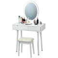 Touch Screen Vanity Makeup Table Stool Set with Lighted Mirror - Gallery View 33 of 36