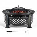 Outdoor Fire Pit with BBQ Grill and High-temp Resistance Finish - Gallery View 9 of 12