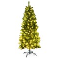 5/6/7 Feet PVC Hinged Pre-lit Artificial Fir Pencil Christmas Tree with 150 Lights - Gallery View 20 of 34