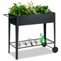 Elevated Planter Box on Wheels with Non-slip Legs and Storage Shelf - Gallery View 8 of 12
