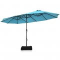 15 Feet Double-Sided Patio Umbrella with 12-Rib Structure - Gallery View 52 of 66