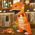 8 Feet Halloween Inflatables Pumpkin Head Dinosaur with LED Lights and 4 Stakes - Gallery View 1 of 11