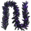 9 Feet Pre-lit Christmas Halloween Garland with 50 Purple LED Lights - Gallery View 3 of 13