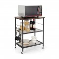 3-Tier Kitchen Serving Cart Utility Standing Microwave Rack with Hooks - Gallery View 3 of 12