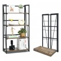 4-Tier Folding Bookshelf No-Assembly Industrial Bookcase Display Shelves - Gallery View 10 of 12