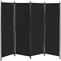4-Panel Room Divider Folding Privacy Screen with Adjustable Foot Pads - Gallery View 3 of 34