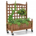 32in Wood Planter Box with Trellis Mobile Raised Bed for Climbing Plant - Gallery View 3 of 11