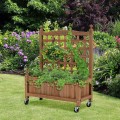 32in Wood Planter Box with Trellis Mobile Raised Bed for Climbing Plant - Gallery View 6 of 11