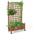 50 Inch Wood Planter Box with Trellis Mobile Raised Bed for Climbing Plant - Gallery View 8 of 11