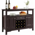 Elegant Classical Multifunctional Wooden Wine Cabinet Table - Gallery View 8 of 36