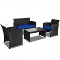4 Pieces Wicker Conversation Furniture Set Patio Sofa and Table Set - Gallery View 12 of 36