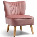 Modern Armless Velvet Accent Chair with Wood Legs - Gallery View 27 of 36
