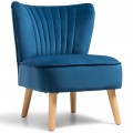 Modern Armless Velvet Accent Chair with Wood Legs - Gallery View 15 of 36