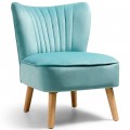 Modern Armless Velvet Accent Chair with Wood Legs - Gallery View 3 of 36