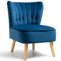 Modern Armless Velvet Accent Chair with Button Tufted and Wood Legs - Gallery View 28 of 36