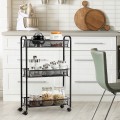 3-Tier Mesh Rolling Cart Mobile Organizer Stand Utility Cart Trolley - Gallery View 8 of 12