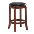 Bistro Leather Padded  Backless Swivel Bar stool - Gallery View 3 of 9