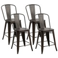 Set of 4 Industrial Metal Counter Stool Dining Chairs with Removable Backrest - Gallery View 14 of 23