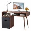 Computer Desk PC Writing Table Drawer and Cabinet with Wood Legs