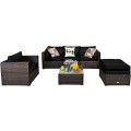 6 Pieces Patio Rattan Furniture Set with Sectional Cushion - Gallery View 46 of 62
